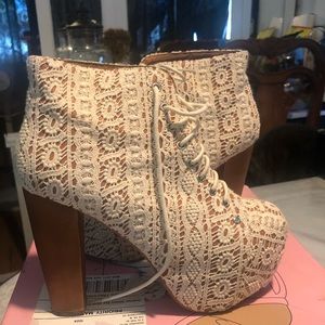Jeffrey Campbell beige/cream lace litas.